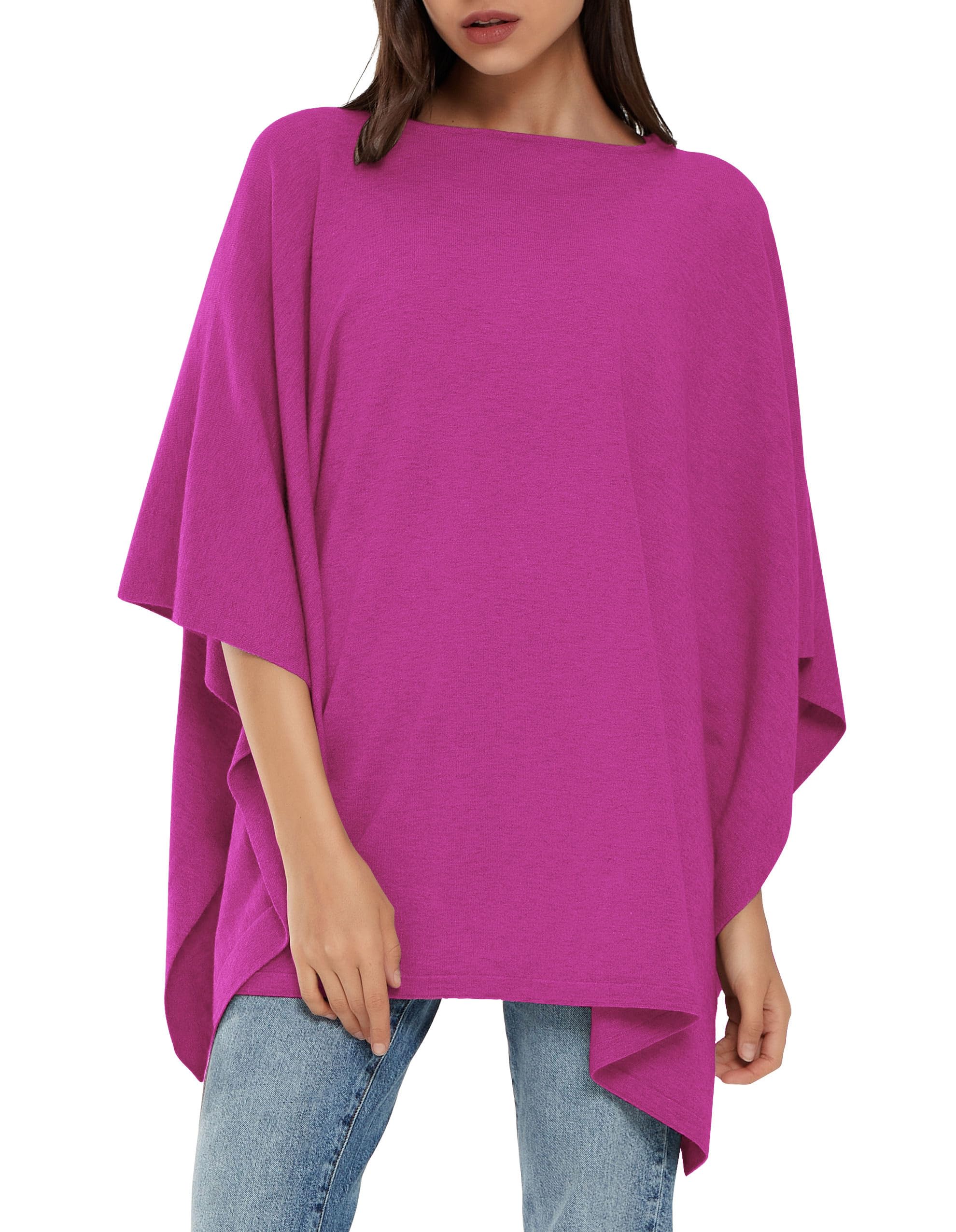 PULI Women's Pullover Poncho Sweater Ponchos Cashmere Feel Shawl Loose Fitting Ponchos Wraps Baggy Tops for Fall