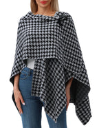 PULI Women's Large Cross Front Poncho Sweater Wraps Topper Knitted Elegant Shawls Cape for Fall Winter