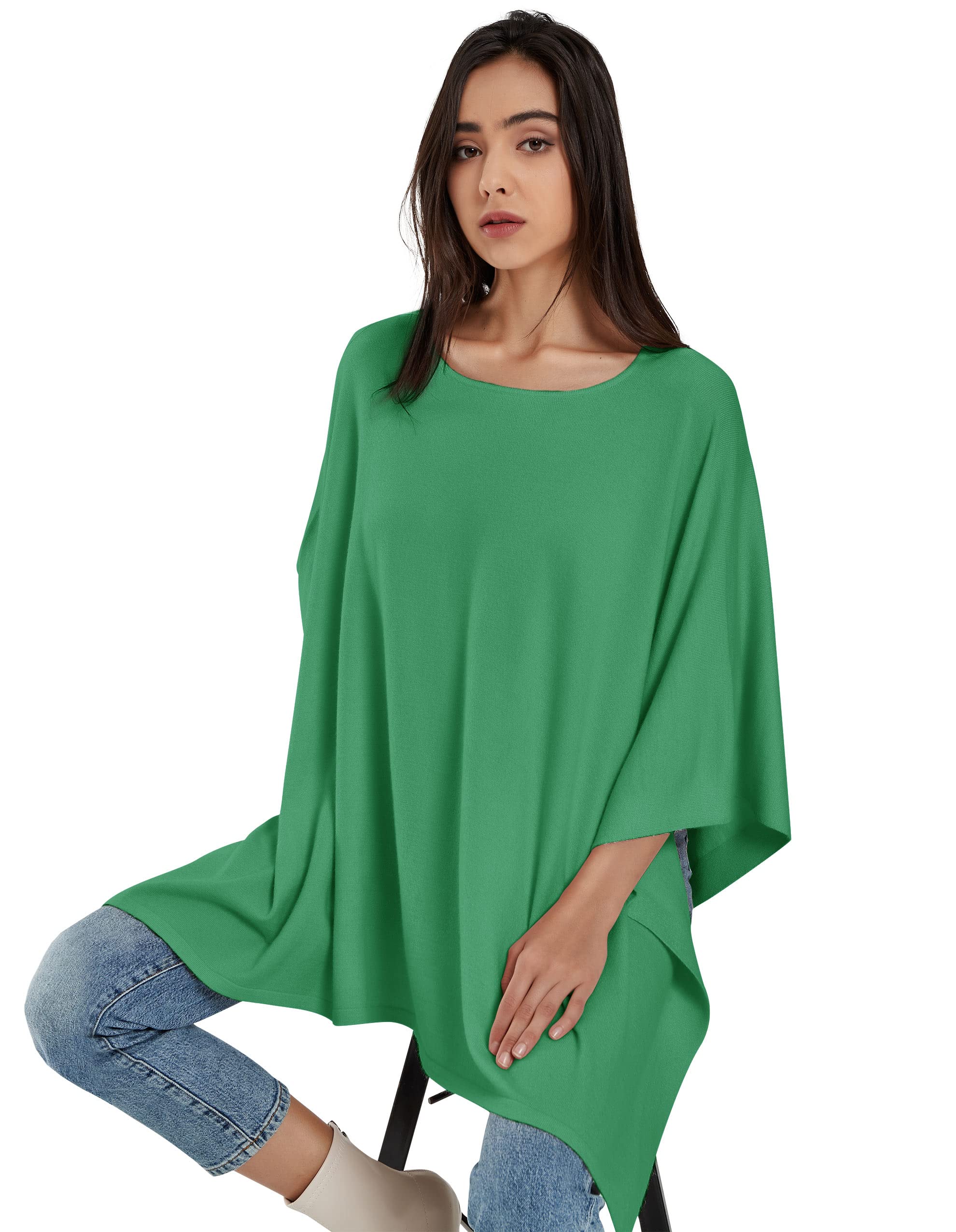 PULI Women's Pullover Poncho Sweater Ponchos Cashmere Feel Shawl Loose Fitting Ponchos Wraps Baggy Tops for Fall