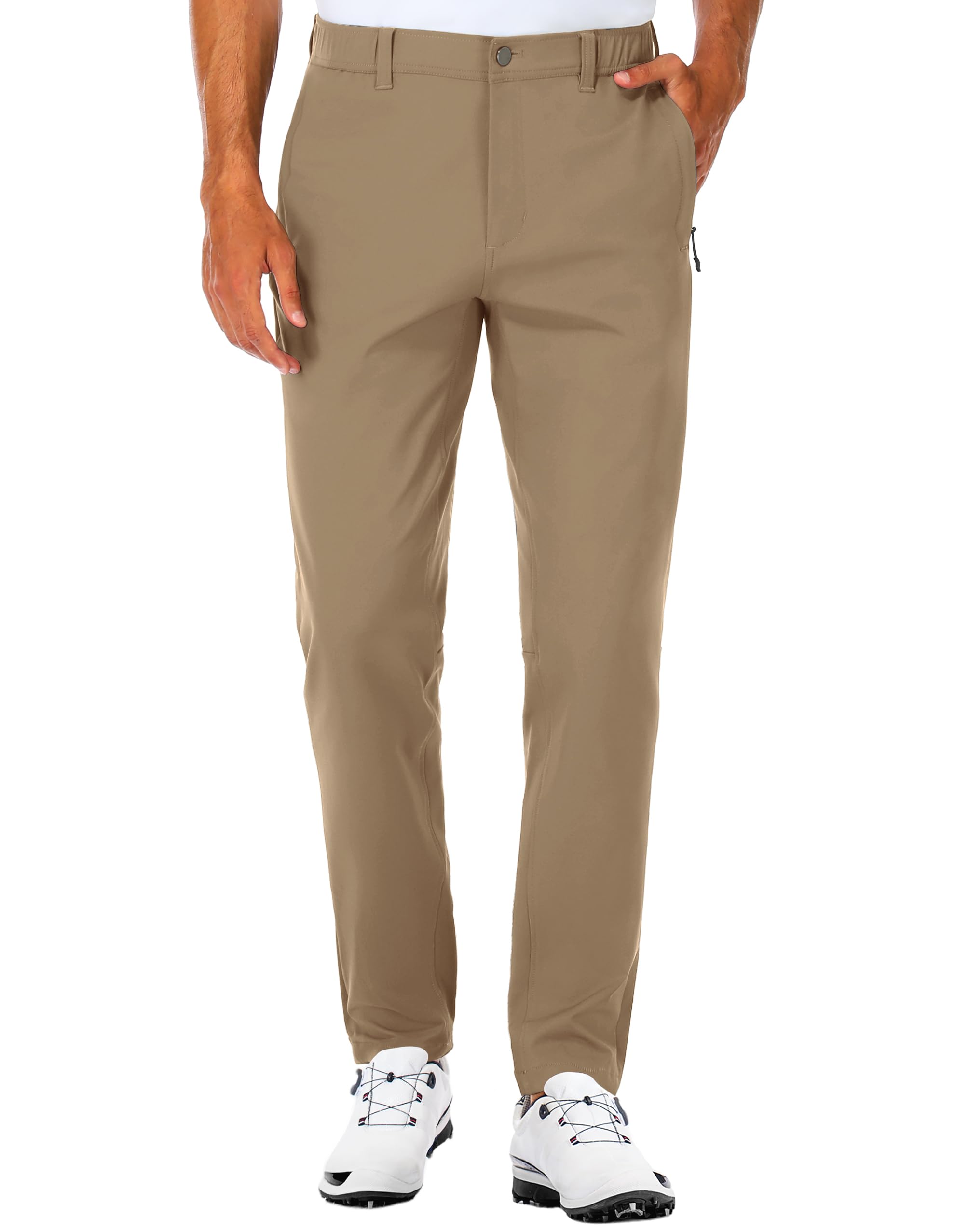 SPECIALMAGIC Men's Golf Pants Stretch Slim fit Hiking Pants Lightweight Dress Casual Tapered Zipper Pockets