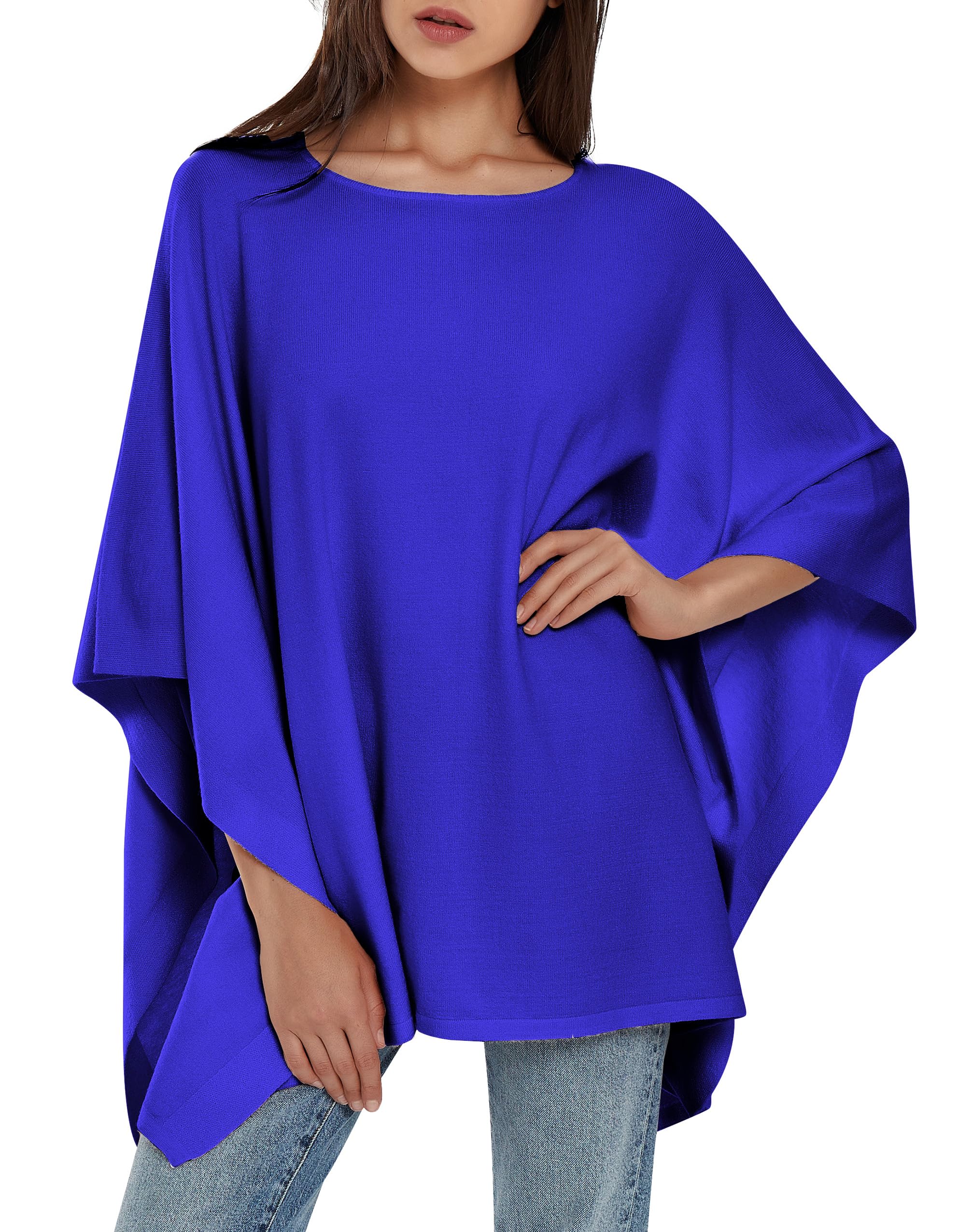 PULI Women's Pullover Poncho Sweater Ponchos Cashmere Feel Shawl Loose Fitting Ponchos Wraps Baggy Tops for Fall