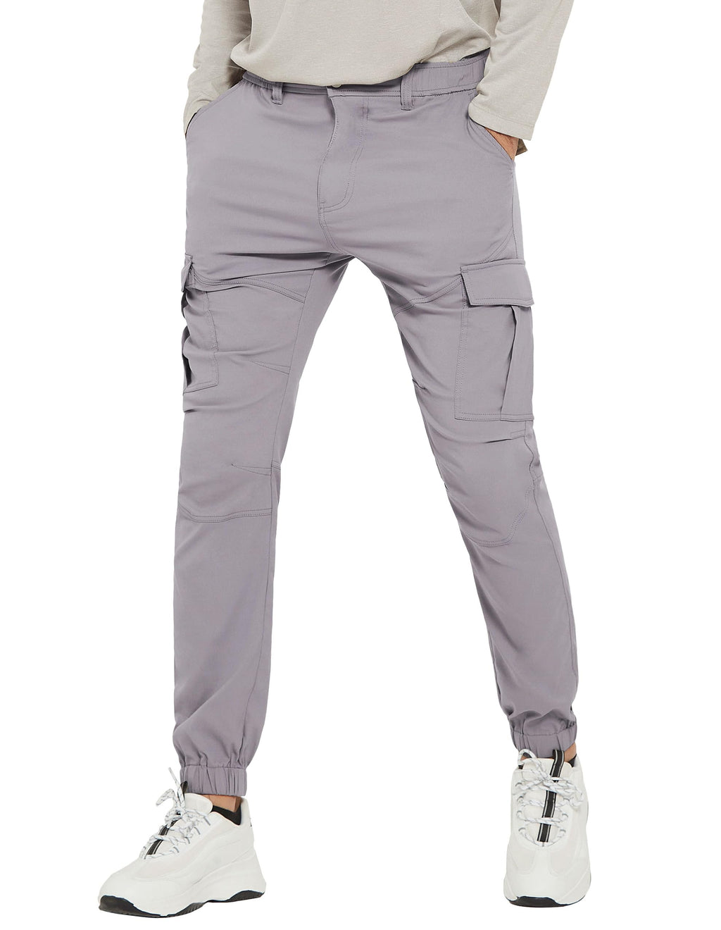 PULI Men's Waterproof Hiking Pants Slim Fit Cargo Joggers Stretch Quick Dry Outdoor Pants with Pockets