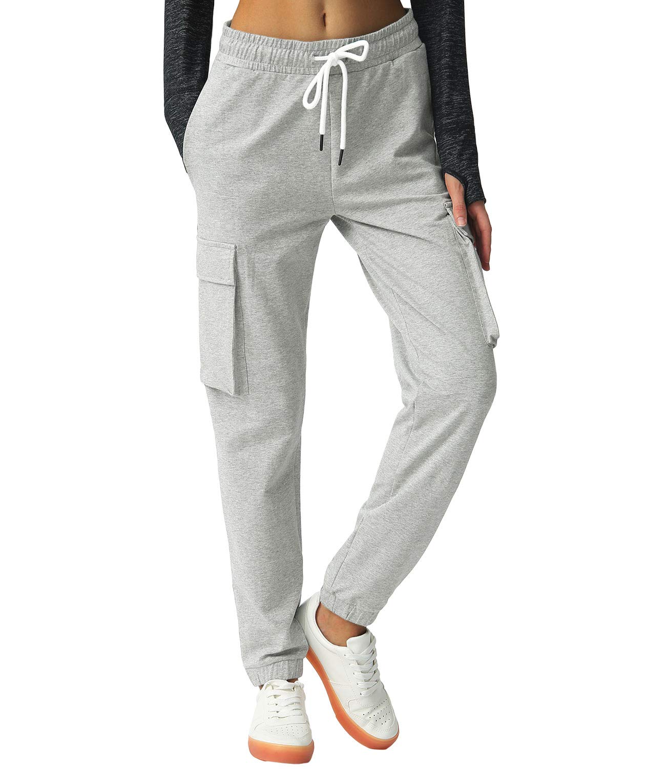 SPECIALMAGIC Women's Cargo Sweatpants Cotton Athletic Joggers 4 Pockets Sporty Pants