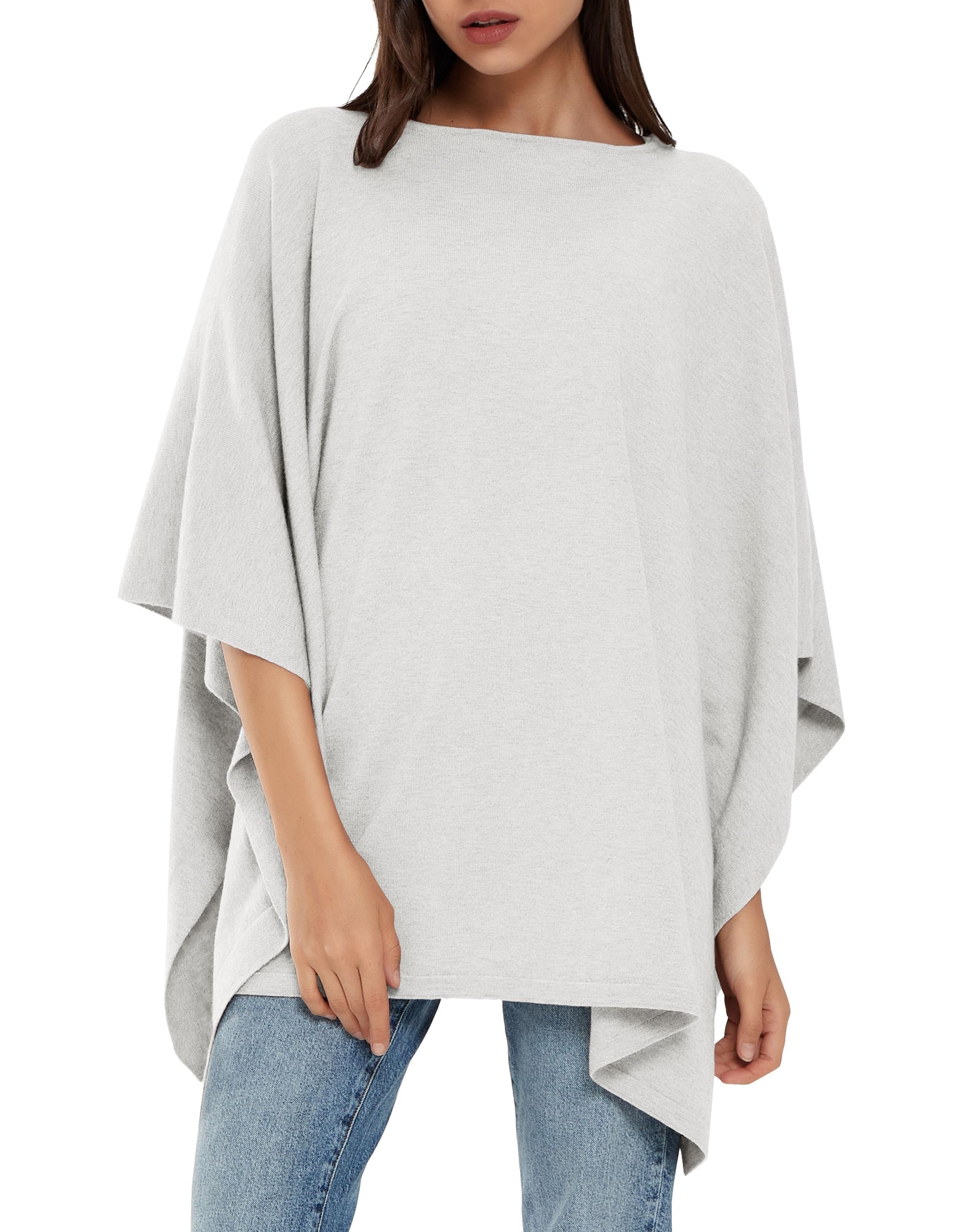 PULI Women's Pullover Poncho Sweater Ponchos Cashmere Feel Shawl Loose Fitting Ponchos Wraps Baggy Tops for Fall