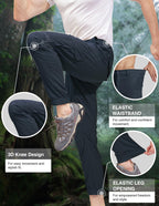PULI Men's Waterproof Hiking Pants Slim Fit Cargo Joggers Stretch Quick Dry Outdoor Pants with Pockets