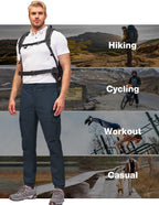 PULI Men's Waterproof Hiking Pants Slim Fit Cargo Joggers Stretch Quick Dry Outdoor Pants with Pockets