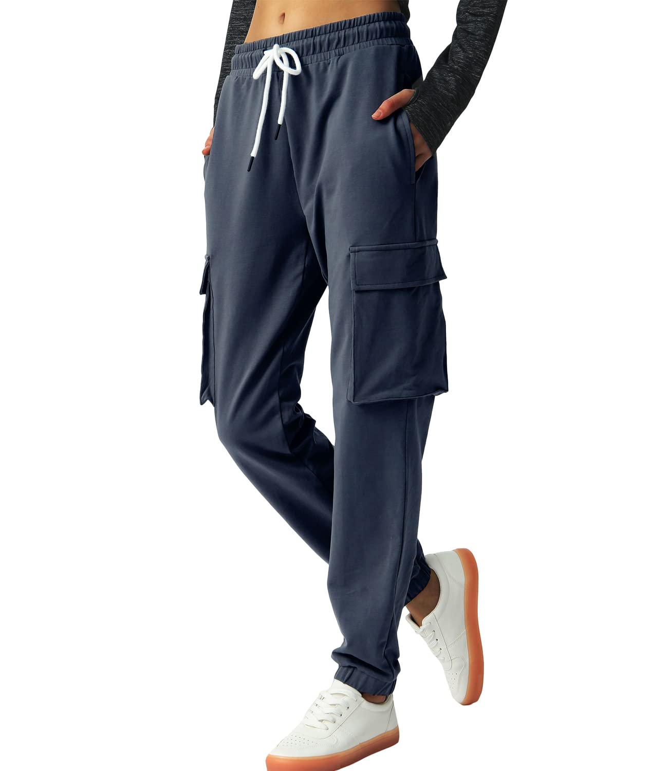 SPECIALMAGIC Women's Cargo Sweatpants Cotton Athletic Joggers 4 Pockets Sporty Pants