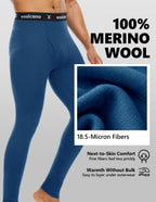 Woolcano Men’s 190g Merino Wool Base Layer Pants Lightweight Thermal Underwear Bottom