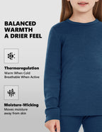 Woolcano Kid's 260g Merino Wool Unisex Base Layer Set Lightweight Thermal Underwear