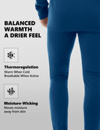 Woolcano Men’s 190g Merino Wool Base Layer Pants Lightweight Thermal Underwear Bottom