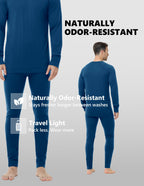 Woolcano Men’s 190g Merino Wool Base Layer Pants Lightweight Thermal Underwear Bottom