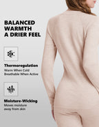 Woolcano Women's 190g Merino Wool Base Layer Set Lightweight Thermal Underwear
