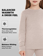 Woolcano Kid's 260g Merino Wool Unisex Base Layer Set Lightweight Thermal Underwear