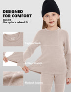 Woolcano Kid's 260g Merino Wool Unisex Base Layer Set Lightweight Thermal Underwear