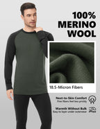 Woolcano Men’s 260g Merino Wool Base Layer Set Lightweight Thermal Underwear