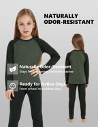 Woolcano Kid's 260g Merino Wool Unisex Base Layer Set Lightweight Thermal Underwear