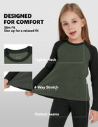 Woolcano Kid's 260g Merino Wool Unisex Base Layer Set Lightweight Thermal Underwear