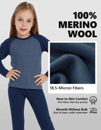 Woolcano Kid's 260g Merino Wool Unisex Base Layer Set Lightweight Thermal Underwear