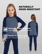 Woolcano Kid's 260g Merino Wool Unisex Base Layer Set Lightweight Thermal Underwear