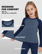Woolcano Kid's 260g Merino Wool Unisex Base Layer Set Lightweight Thermal Underwear