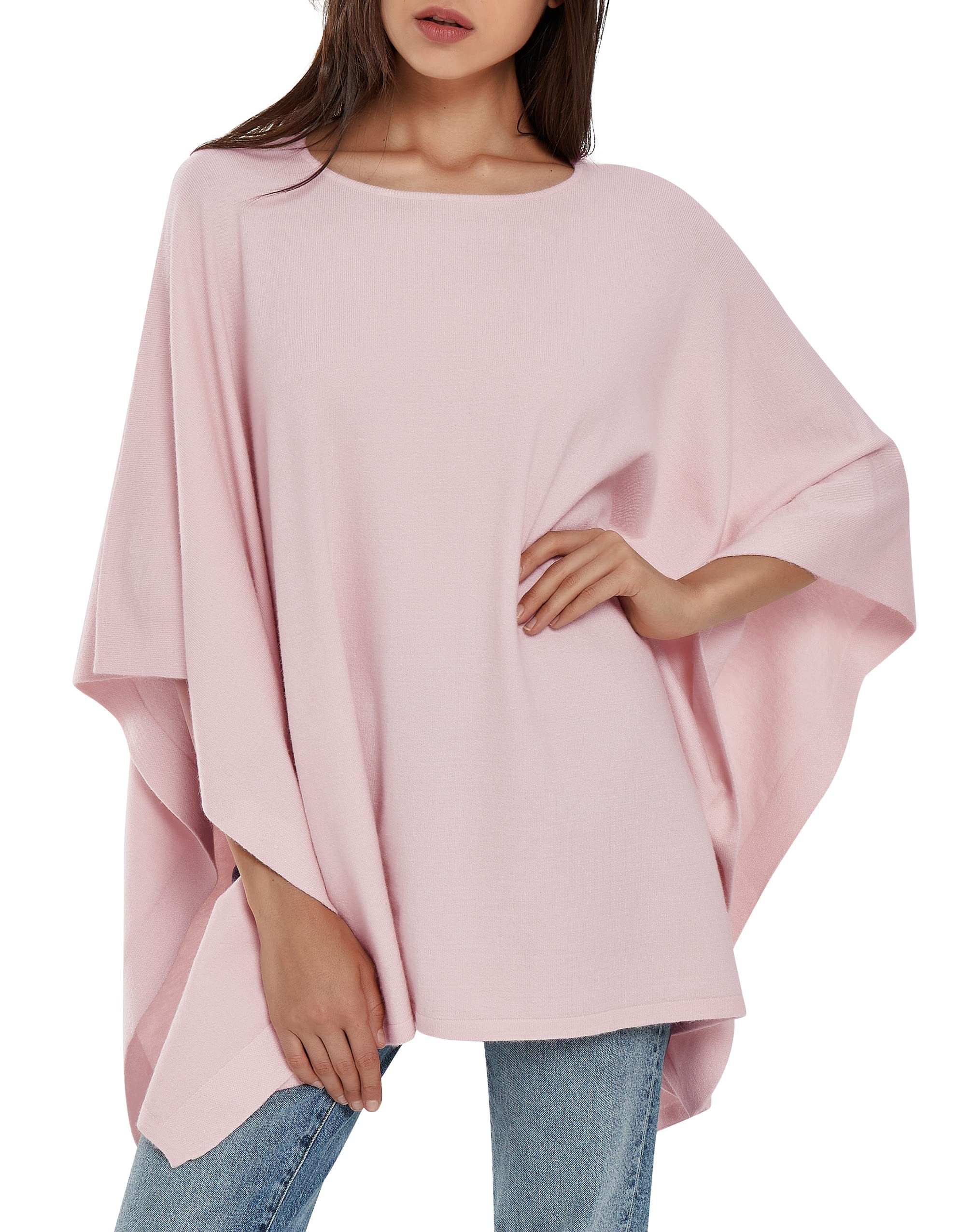 PULI Women's Pullover Poncho Sweater Ponchos Cashmere Feel Shawl Loose Fitting Ponchos Wraps Baggy Tops for Fall
