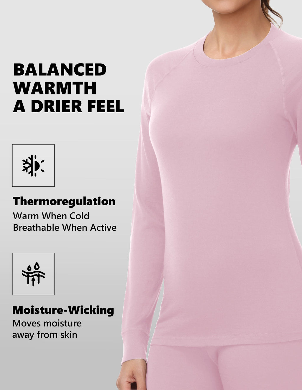 Woolcano Women's 190g Merino Wool Base Layer Set Lightweight Thermal Underwear