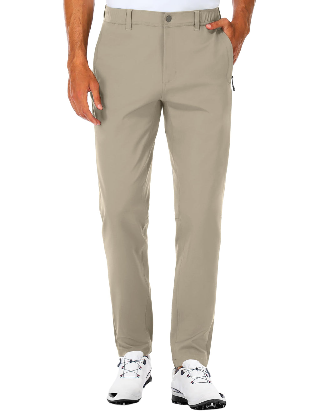 SPECIALMAGIC Men's Golf Pants Stretch Slim fit Hiking Pants Lightweight Dress Casual Tapered Zipper Pockets