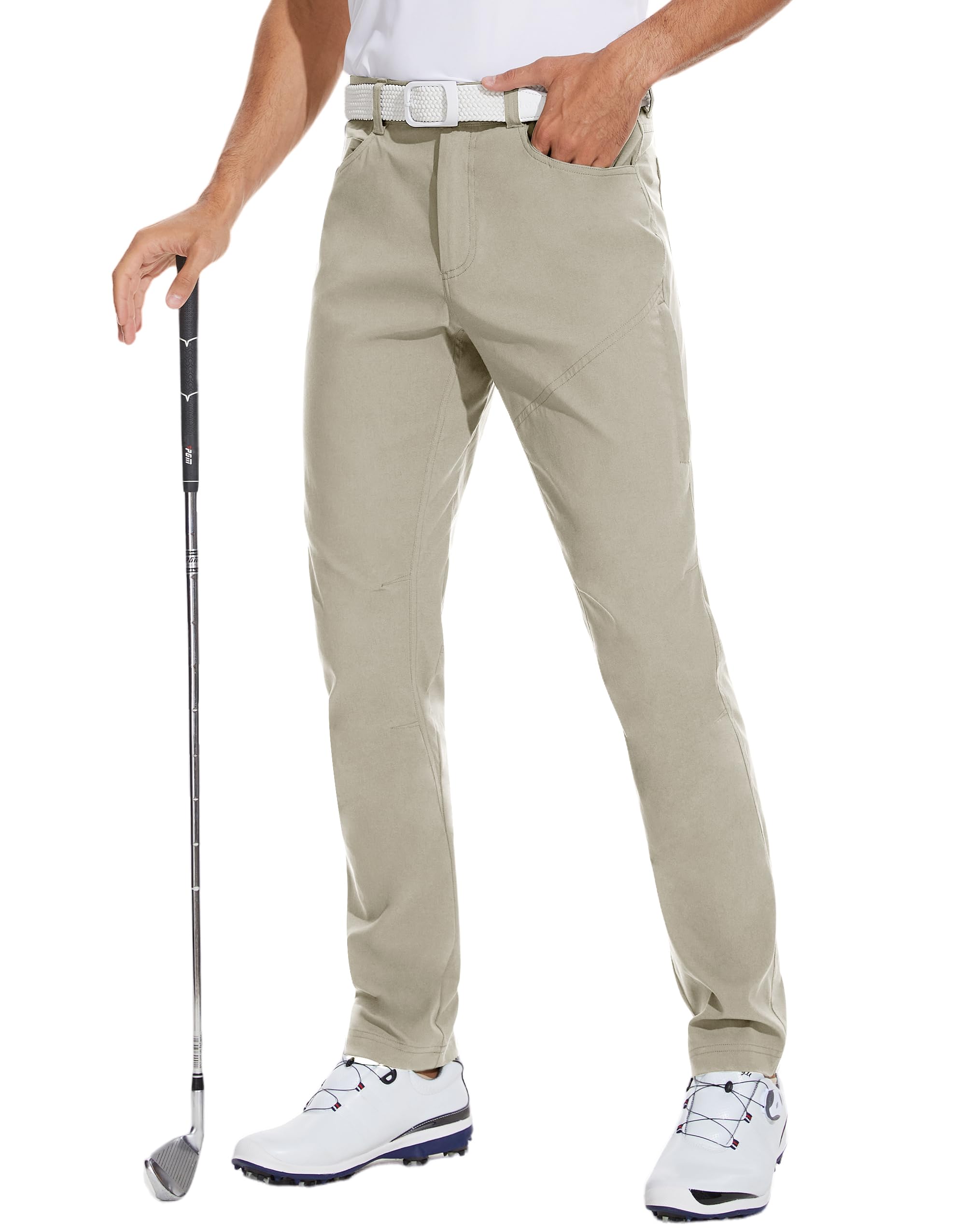 SPECIALMAGIC Men's Golf Pants Stretch Hiking Travel Waterproof Casual Lightweight Slim Fit Quick Dry Tarpred with Pockets