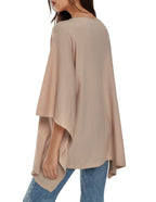 PULI Women's Pullover Poncho Sweater Ponchos Cashmere Feel Shawl Loose Fitting Ponchos Wraps Baggy Tops for Fall