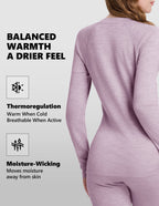 Woolcano Women's 190g Merino Wool Base Layer Set Lightweight Thermal Underwear