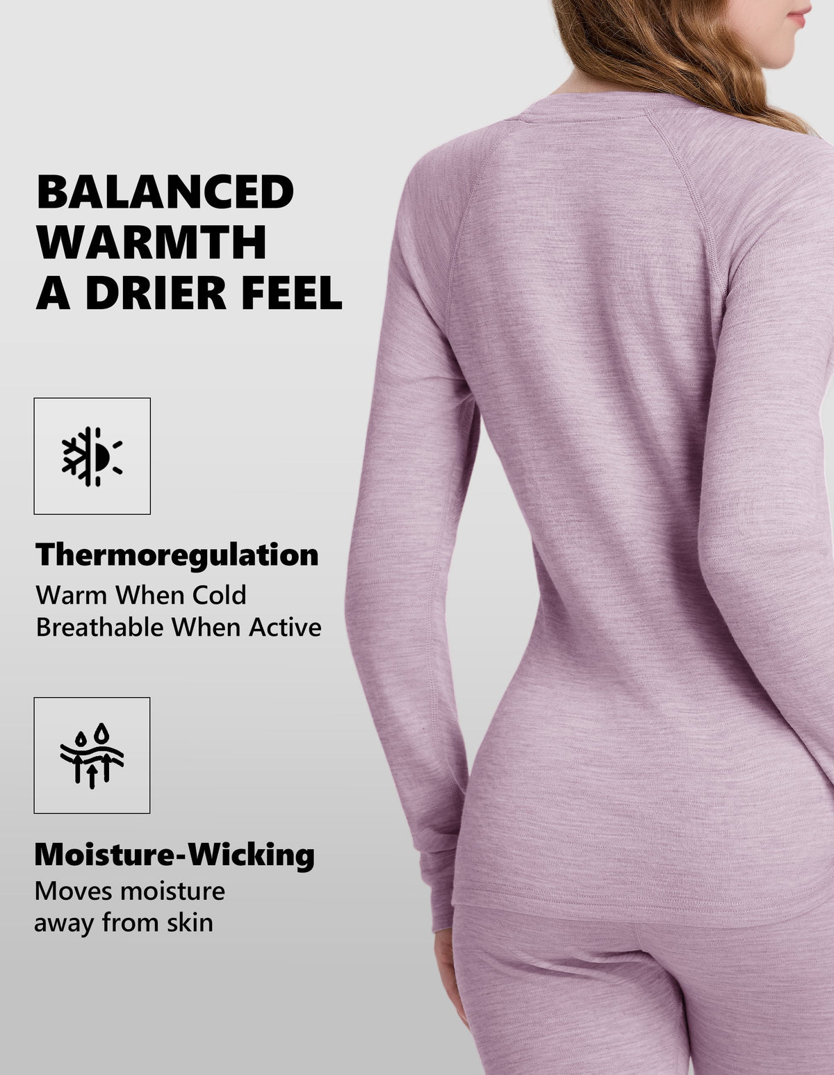 Woolcano Women's 190g Merino Wool Base Layer Set Lightweight Thermal Underwear