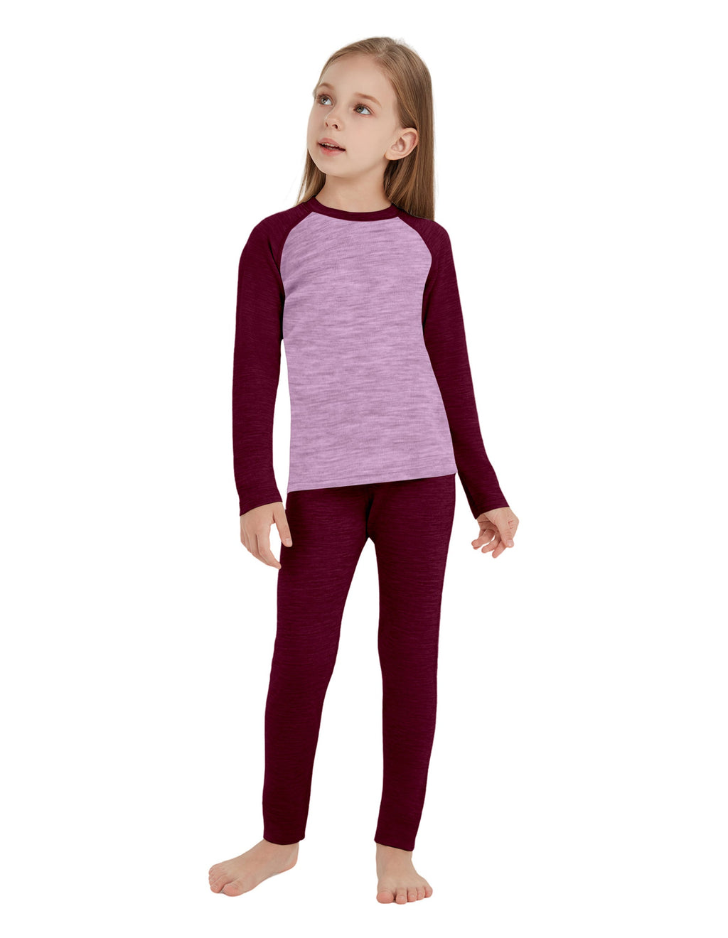Woolcano Kid's 260g Merino Wool Unisex Base Layer Set Lightweight Thermal Underwear