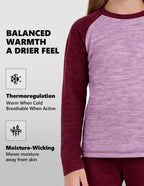 Woolcano Kid's 260g Merino Wool Unisex Base Layer Set Lightweight Thermal Underwear