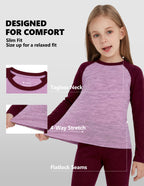 Woolcano Kid's 260g Merino Wool Unisex Base Layer Set Lightweight Thermal Underwear