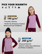 Woolcano Kid's 260g Merino Wool Unisex Base Layer Set Lightweight Thermal Underwear