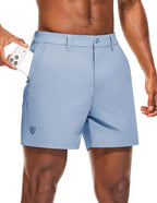 PULI Men's Golf Shorts 5 Inch Stretch Waterproof with 5 Pockets for Travel Hiking Casual Business