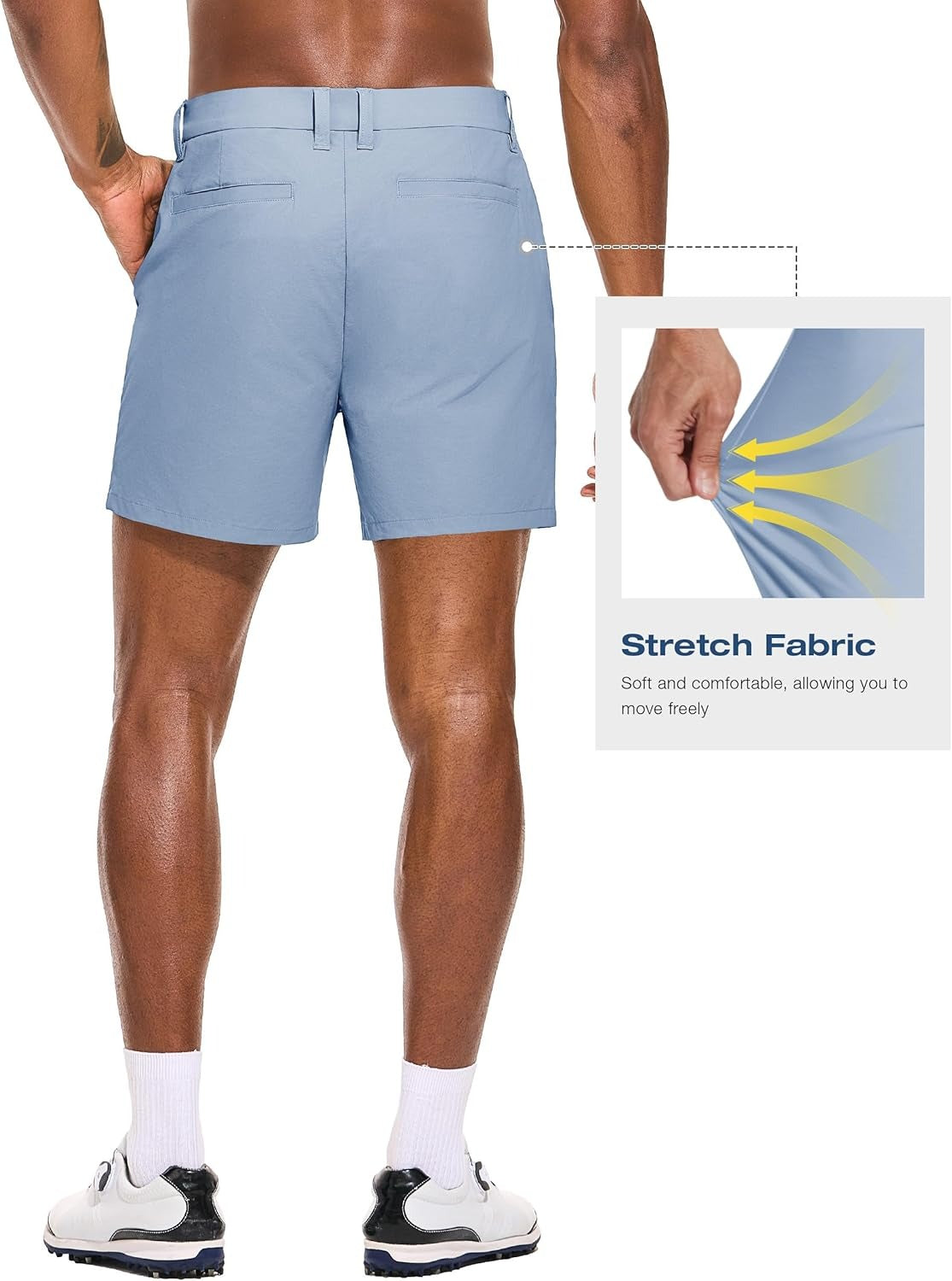 PULI Men's Golf Shorts 5 Inch Stretch Waterproof with 5 Pockets for Travel Hiking Casual Business