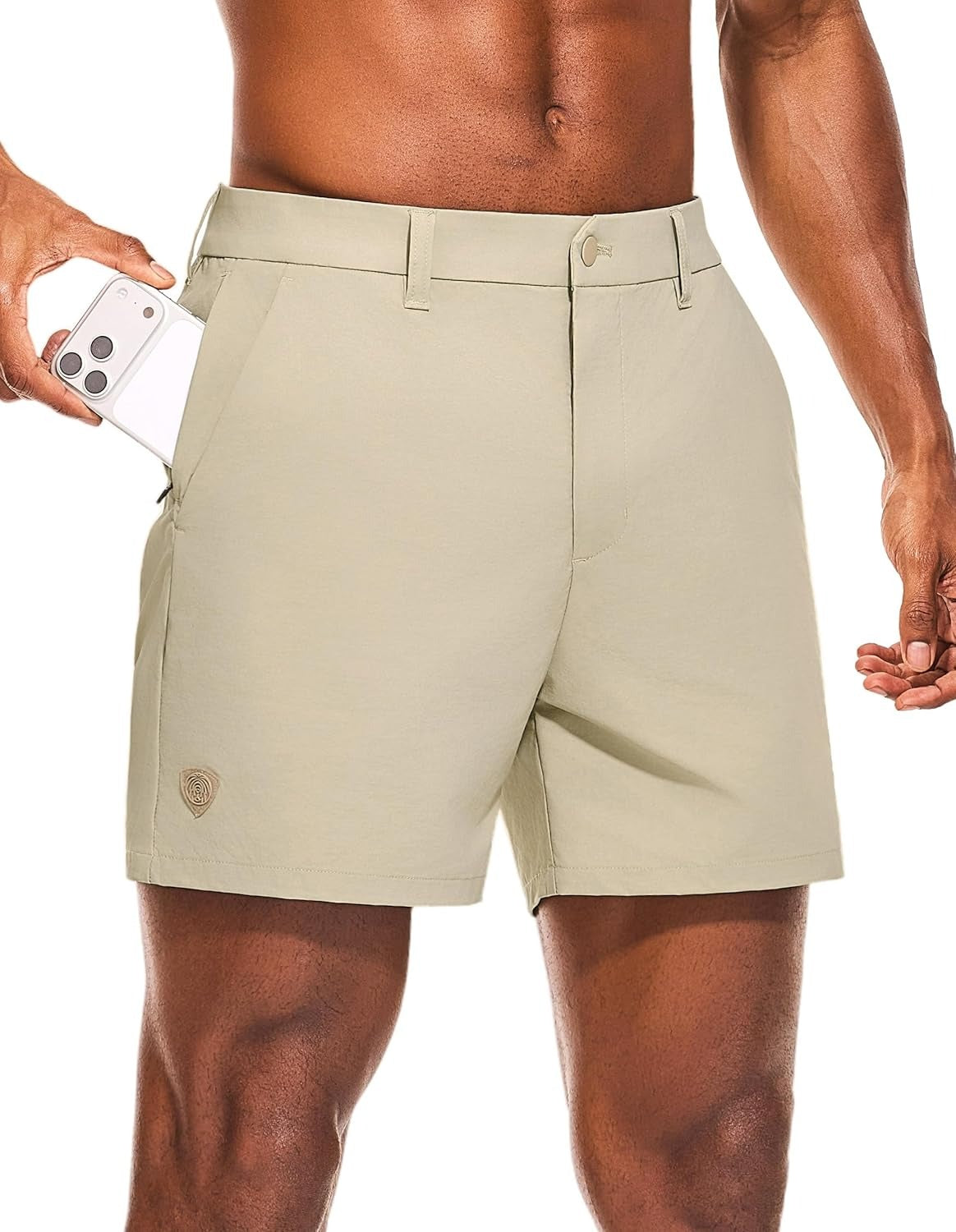 PULI Men's Golf Shorts 5 Inch Stretch Waterproof with 5 Pockets for Travel Hiking Casual Business