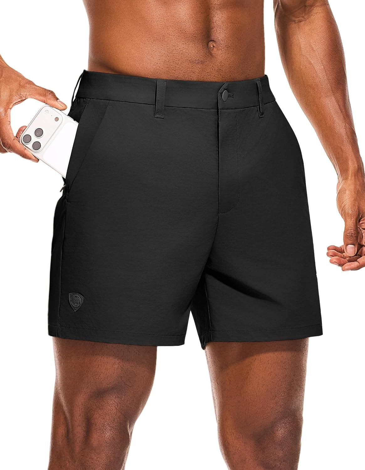 PULI Men's Golf Shorts 5 Inch Stretch Waterproof with 5 Pockets for Travel Hiking Casual Business