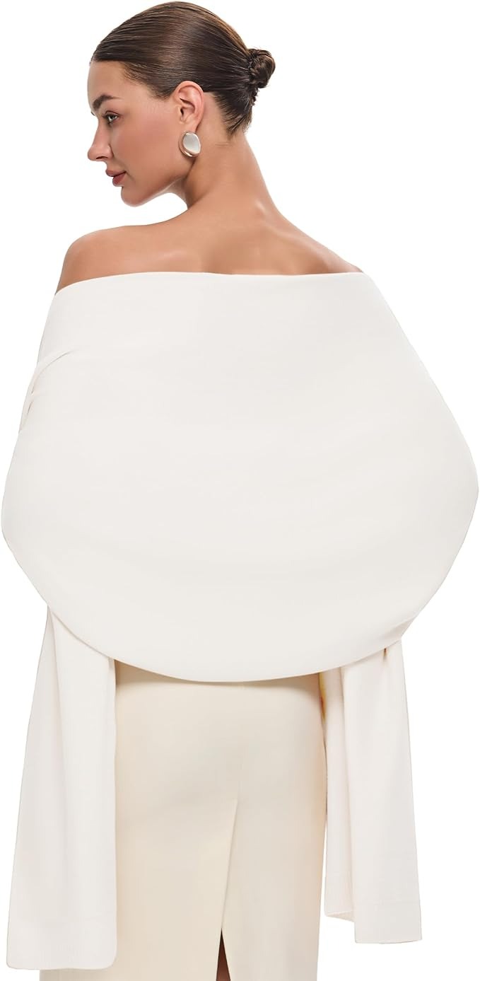 Puli Women's Pashmina Shawl Wraps for Evening Dress Large Scarf Blanket Long Wedding Bridal Winter Warm Shoulder Wrap - Ivory White Puli Women's Pashmina Shawl Wraps for Evening Dress Large Scarf Blanket Long Wedding Bridal Winter Warm Shoulder Wrap - Ivory White