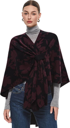 PULI Women's Elegant Shawl Wraps Soft Open Front Poncho Sweater for Spring Fall Winter