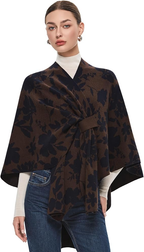 PULI Women's Elegant Shawl Wraps Soft Open Front Poncho Sweater for Spring Fall Winter