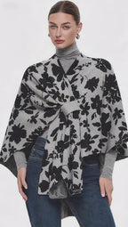 PULI Women's Elegant Shawl Wraps Soft Open Front Poncho Sweater for Spring Fall Winter