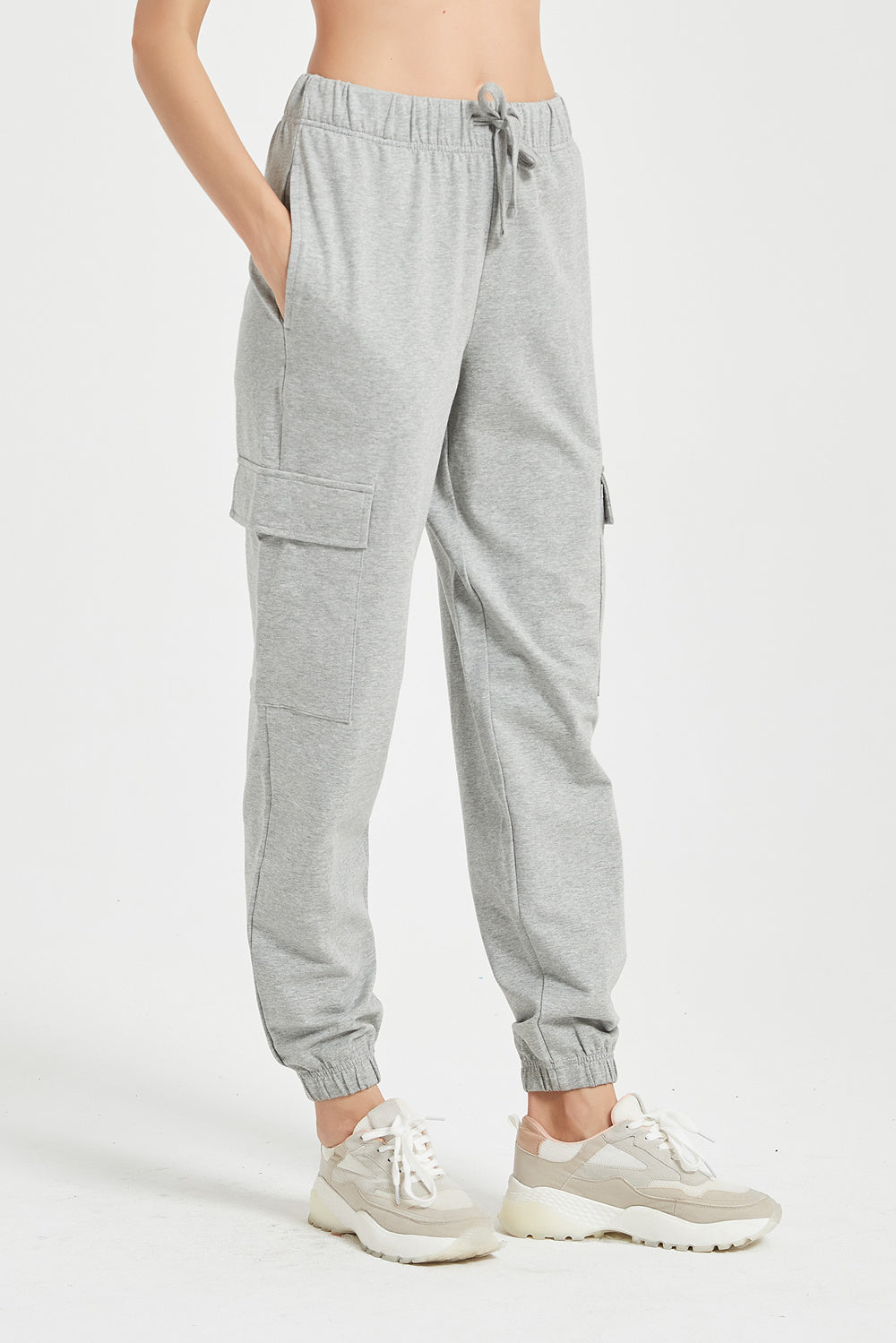 Cargo Sweat Pants for Women Wide Leg Joggers with Large Pockets by